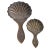 Two Vintage handheld bronze mirrors in seashell shape. The mirrors are in original condition and the bigger one has...