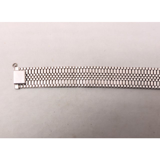 American Vintage C1980 Signed Monet Rhodium Plated Mesh Bracelet For Sale - Image 3 of 8