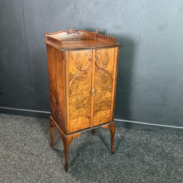Brown Art Nouveau French Burr Walnut Music Cabinet, 1900 For Sale - Image 8 of 8