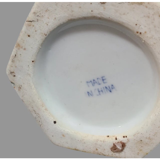 Vintage Asian Chinese Blue & White Hexagon Covered Tea Caddy Jinger Jar For Sale - Image 6 of 7