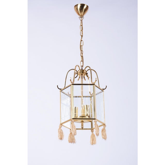 Art Deco Chandelier in Brass and Glass, Sweden, 1940s For Sale - Image 10 of 10