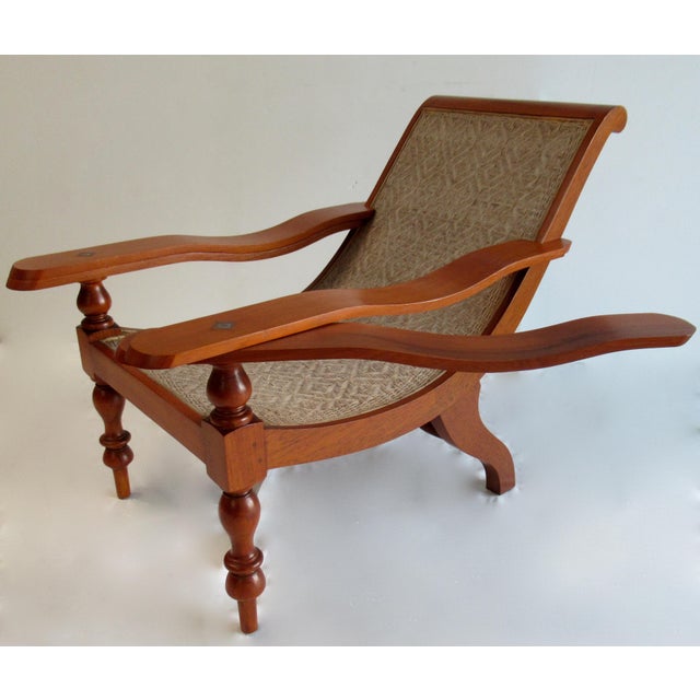 Vintage Mid Century British Colonial Teak And Cane Planters Chair With Pivot Arms Chairish