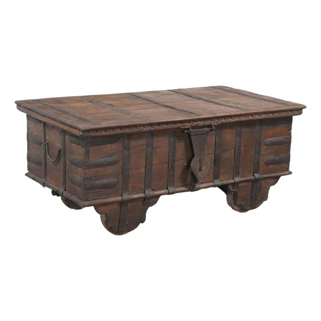 Antique Indian Teakwood Blanket Chest/Coffee Table For Sale