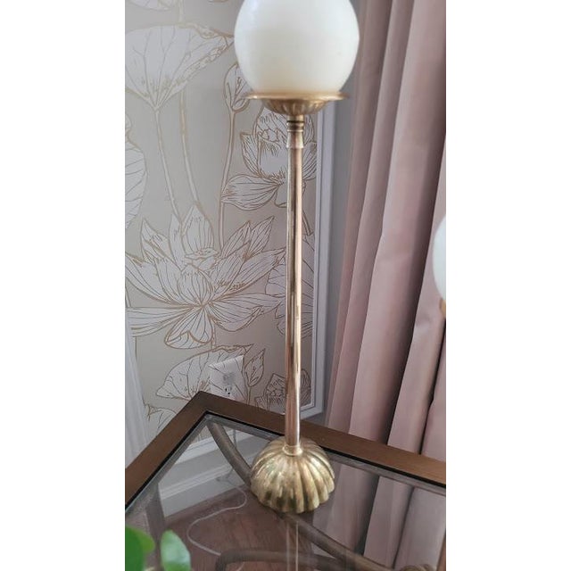 Vintage Brass Candlestick Set Scalloped Design Solid Brass Candle Holders Set of 3 Boho Classic Decor For Sale In Charlotte - Image 6 of 7