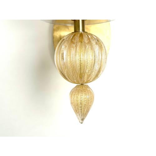 Metal Gold Fleck Murano Glass Wall Sconces from Barbara Barry for Baker Furniture, Set of 2 For Sale - Image 7 of 13