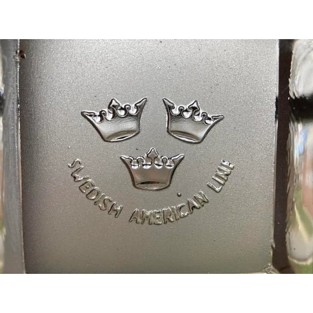 Early 20th Century Antique Swedish Clear Frosted Glass Crown Design Catchall Square Dish For Sale - Image 5 of 12