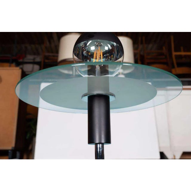 Contemporary Minimalist Bauhaus Style Floor Lamp in Glass and Chrome For Sale - Image 3 of 11