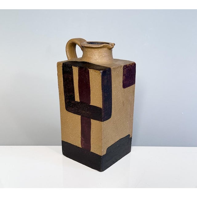 1940s Sculptural Cubic Studio Ceramic Art Jug, Germany, 1940s For Sale - Image 5 of 18