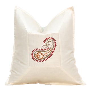 Diya Ivory Paisley Pillow Cover For Sale