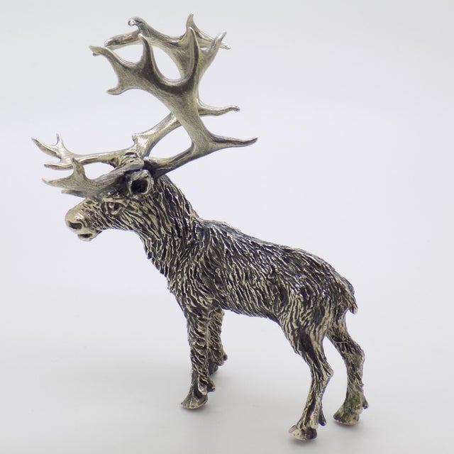 Vintage Italian Handmade Genuine Silver Large Stag Deer Sculpture by Italian Silver Artist Mario Cerreti For Sale - Image 6 of 14