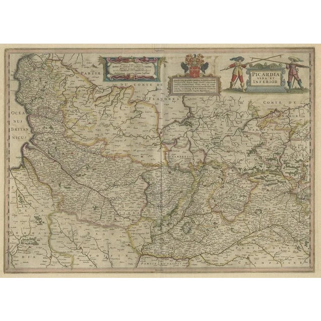 Antique Map of the Picardy Region of France, 1657 For Sale - Image 3 of 5