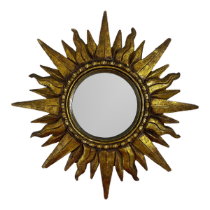 Vintage Mid 20th Century 12.5" Gilded Sunburst Accent Wall Mirror
