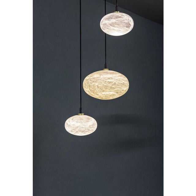 Oval Pendant Lamps by United Alabaster, Set of 12 For Sale - Image 9 of 12