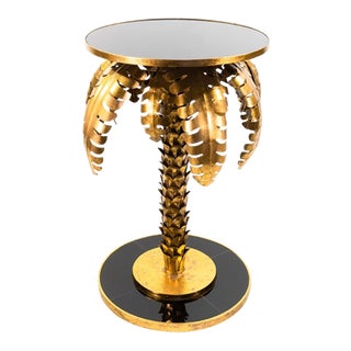 Hollywood Regency Style Gold Leaf Iron Palm Tree Table For Sale