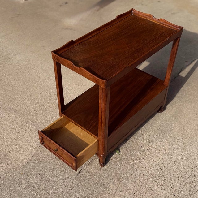 1980s 1980s Milling Road by Baker Furniture Cherry Telephone Table / Side Table With Tray Top For Sale - Image 5 of 12