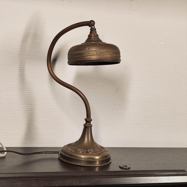 1920s French Art Nouveau Brass Desk Light –Authentic "Old Paris" Library Lamp For Sale - Image 4 of 8