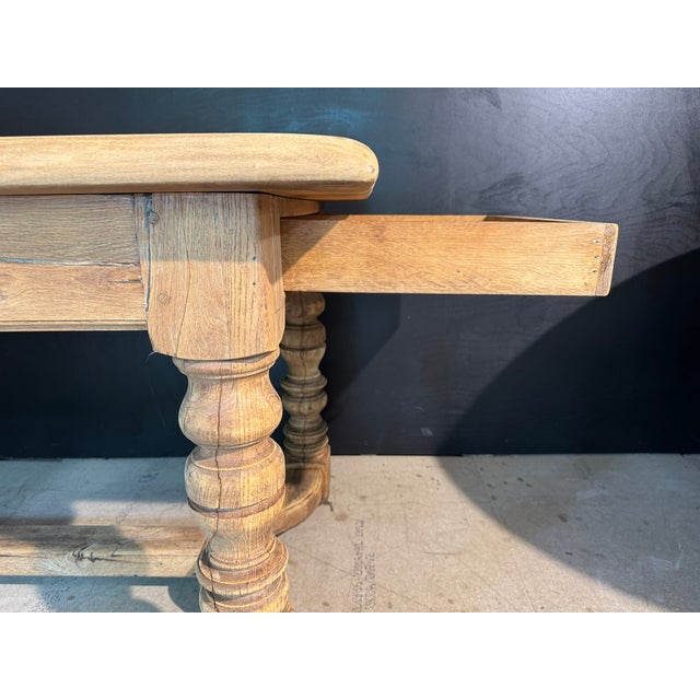 Brown French Oak Farmhouse Table with Drawers, 1920 For Sale - Image 8 of 14
