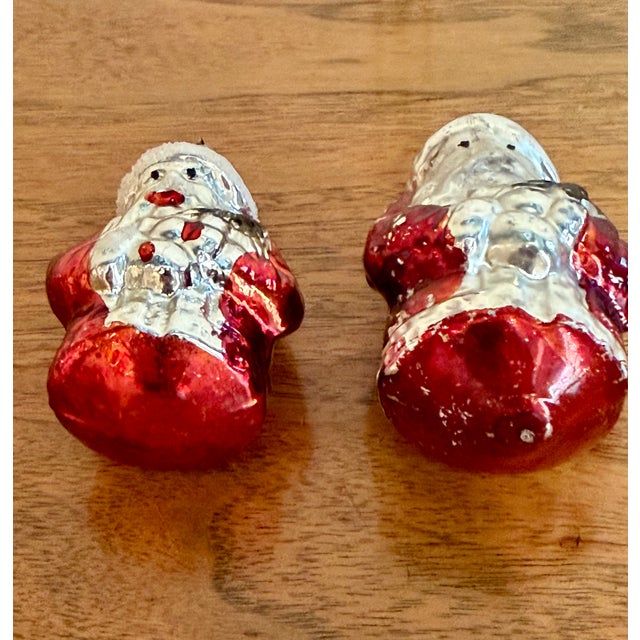 Antique German Mercury Glass Santa Ornaments, Set of 2 For Sale - Image 4 of 9