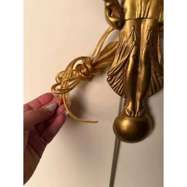 19th Century French Neoclassical Style Bronze Angel Sconces - Pair For Sale - Image 9 of 12