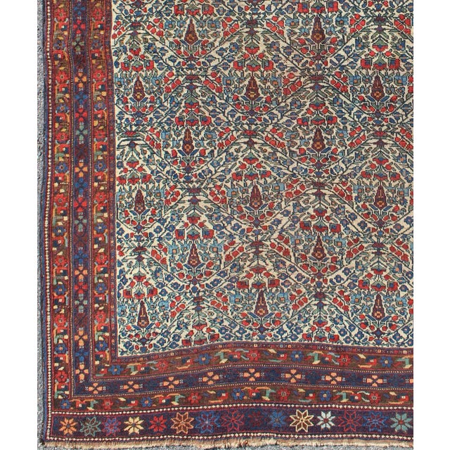 Tribal Fine Persian Antique Afshar Rug in Ivory Background & Multi Colors For Sale - Image 3 of 8