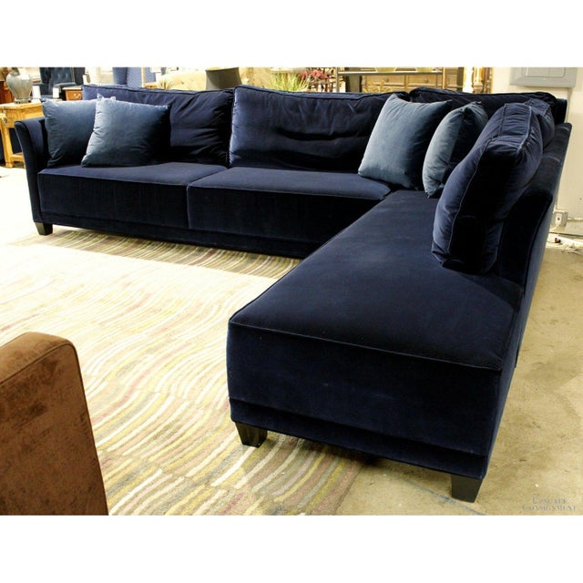 Contemporary Trio Furn. & Design Inc. Blue Sectional W/Chaise - Blue For Sale - Image 3 of 3