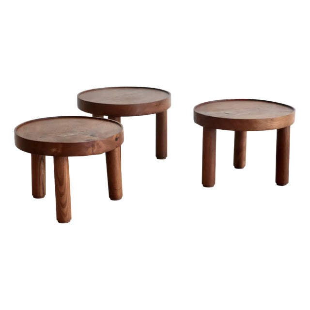 Small Round Side Tables by Mado Jolain and René Legrand, France, 1956, Set of 3 For Sale