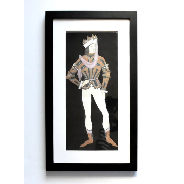 A vintage, c. 1920s pastel illustration of a theatre or ballet costume of a prince or king in medieval fashion by the...