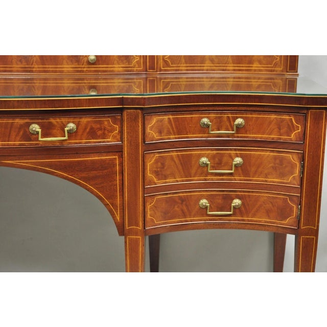 Brown Vintage Hepplewhite Sheraton Mahogany Serpentine Buffet Sideboard Attr. Baker For Sale - Image 8 of 18