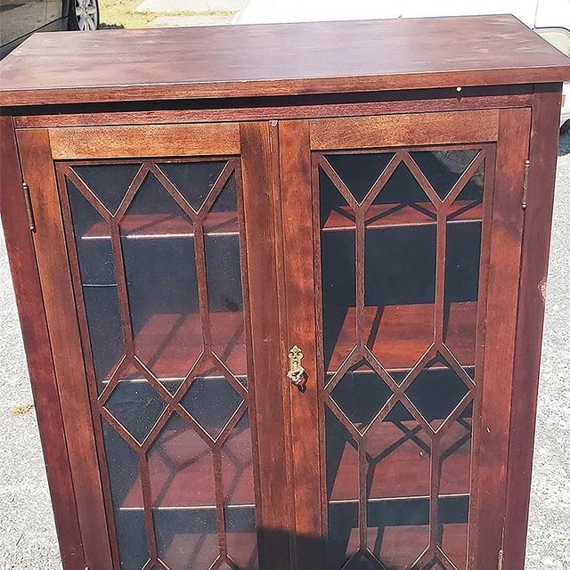Antique American Mahogany Lawyers Bookcase With Double Glass Doors