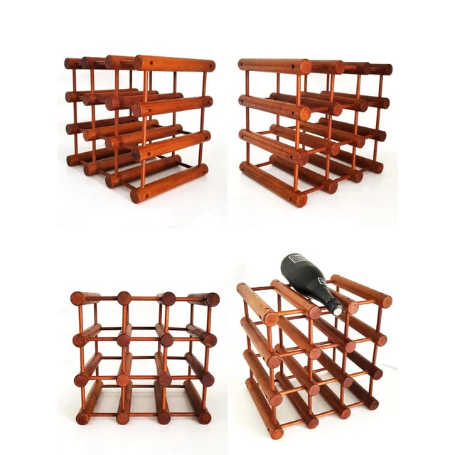 Mid 20th Century Teak Wood Wine Rack by Nissen Langaa, Made in Denmark