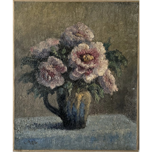 Bouquet of Peonies, 1920-1930, Oil on Canvas For Sale - Image 4 of 4