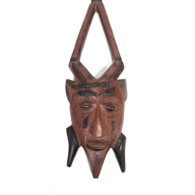 Senufo-Style African Carved Wood Mask With Openwork Crest — 15"h For Sale - Image 4 of 11