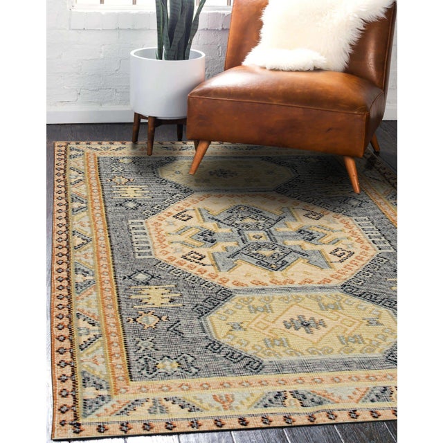 8x10 Luna Kilim Blue Geometric Modern Flatweave Wool Carpet Rug For Sale In New York - Image 6 of 6