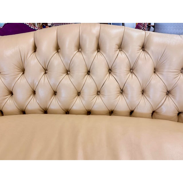 Animal Skin Century Furniture Butterscotch Leather Tufted Chesterfield Sofa For Sale - Image 7 of 7