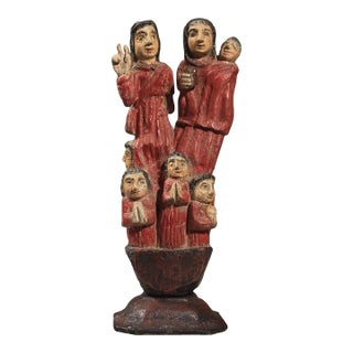 Antique 19th Century Hand Carved Folk Art Santos Sculpture For Sale