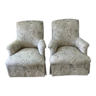 Late 20th Century Louis Style Upholstered Club Chairs- Set of 2 For Sale