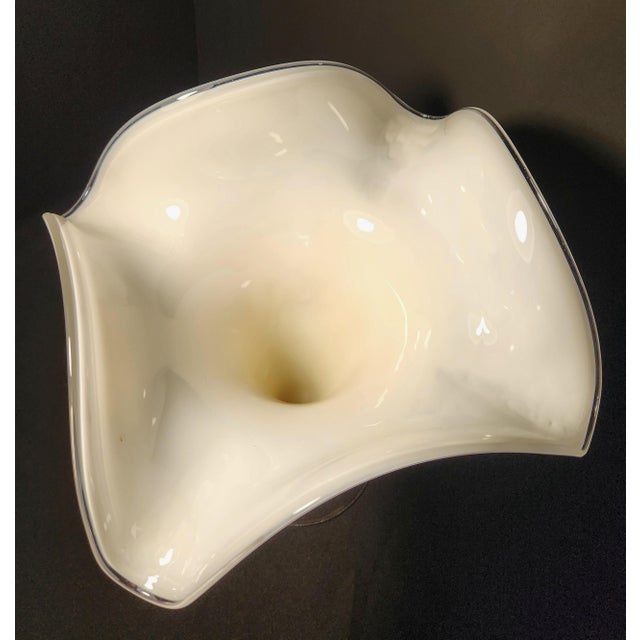 Postmodern 1990s Józefina Art Glass Atelier Abstract Veined Pedestal Vase For Sale - Image 3 of 6