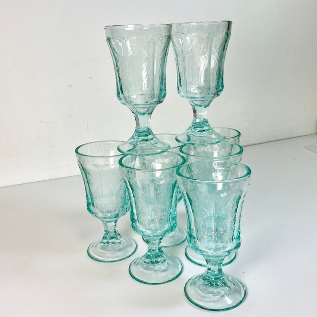 Victorian 1970s Vintage Victorian Hollywood Regency Indiana Glass Co. Recollection Goblets - Set of 8 For Sale - Image 3 of 12