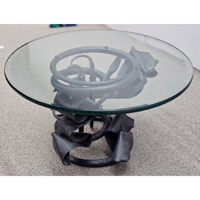 1990s Albert Paley (American B. 1944 - ) Forged Steel and Glass Top Coffee Table, Paley 1991 For Sale - Image 5 of 13