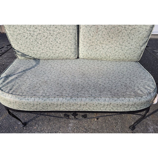 Vintage Wrought Iron Patio Seating, Attributed to Woodard, 2 Pieces For Sale - Image 9 of 12