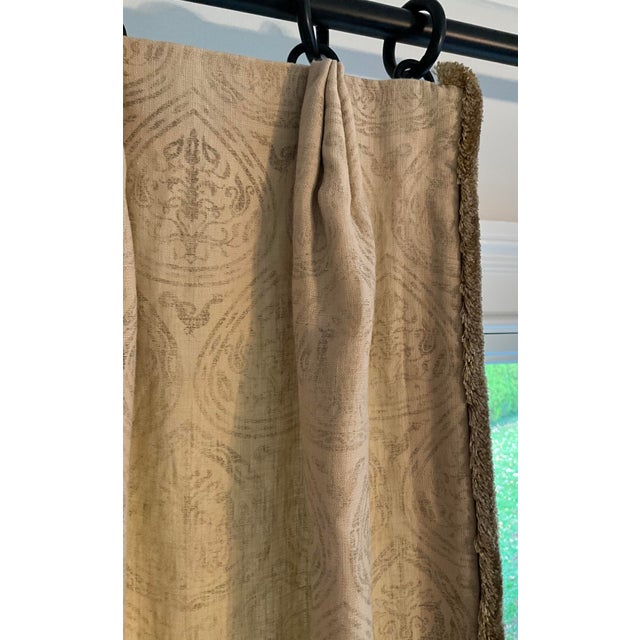Almond Set of 4, Rose Tarlow Drapery Panels With Lining, Interlining and Fringe For Sale - Image 8 of 15