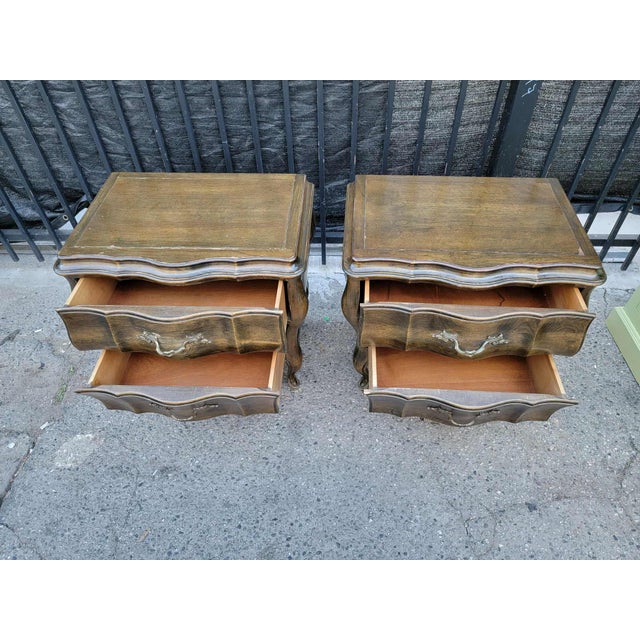 1970s Two French Provincial Style Wood Bombay Nightstands. For Sale - Image 15 of 18