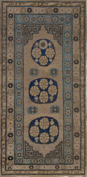 Traditional Antique Handwoven Wool Persian Khotan Runner
