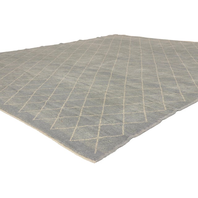 53446 Turkish Moroccan Rug, 07'11 x 09'05. The Infinite Lattice: A Contemporary Moroccan Masterpiece of Rhythmic Geometry...
