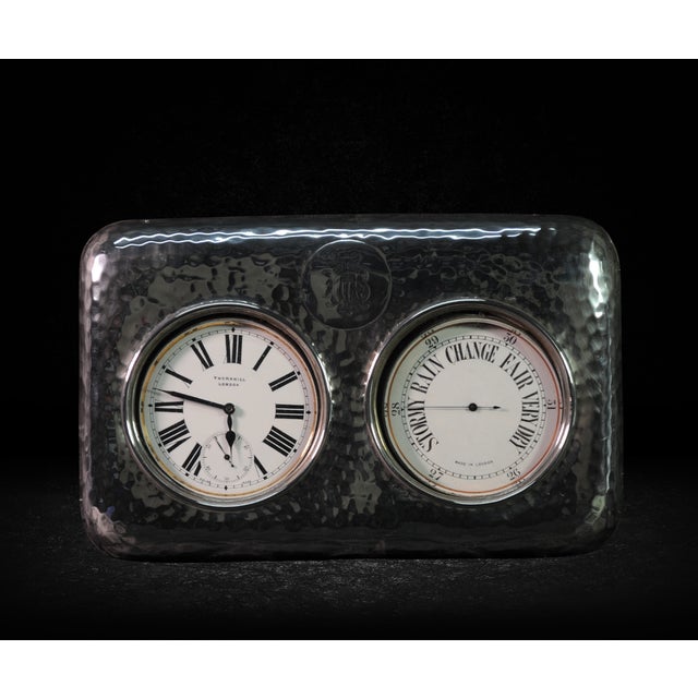 Silver Clock and Barometer from Thornhill London, 1950s For Sale - Image 12 of 12