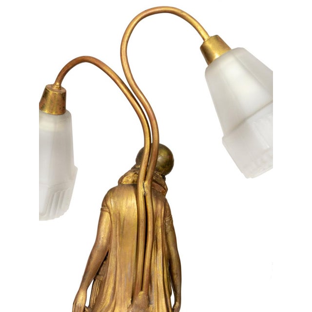 Gold Art Deco Table Lamp by Georges van de Voorde, France, 1925 For Sale - Image 8 of 13