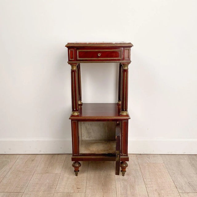 Early 19th Century Napoleon III Side Table in Mahogany With Brass Trim and Marble Top For Sale - Image 5 of 10