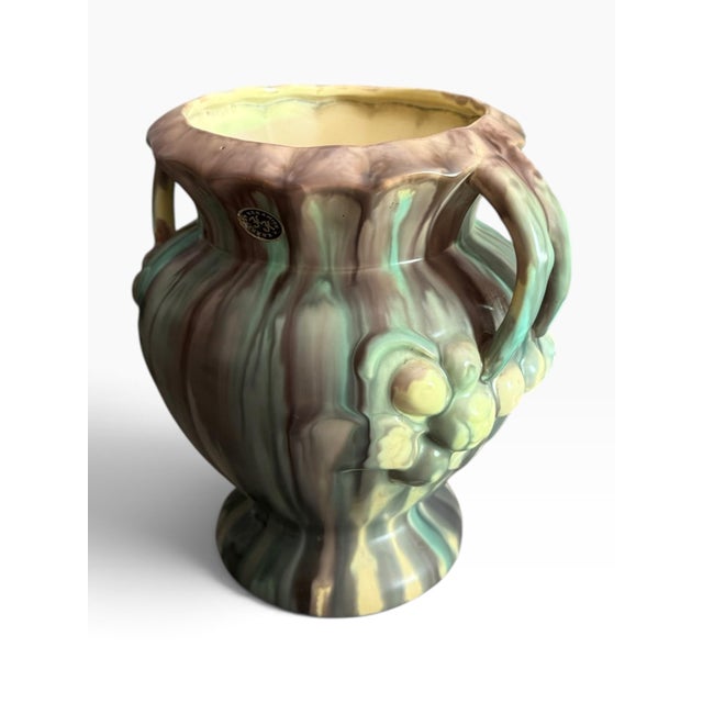 Vintage Kråkerøy Keramikk Sculptural Fruit Motif Vase With Double Handles For Sale In Portland, ME - Image 6 of 10
