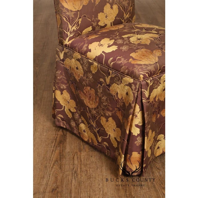 Pair of Upholstered Parsons Style Dining Chairs For Sale - Image 4 of 16