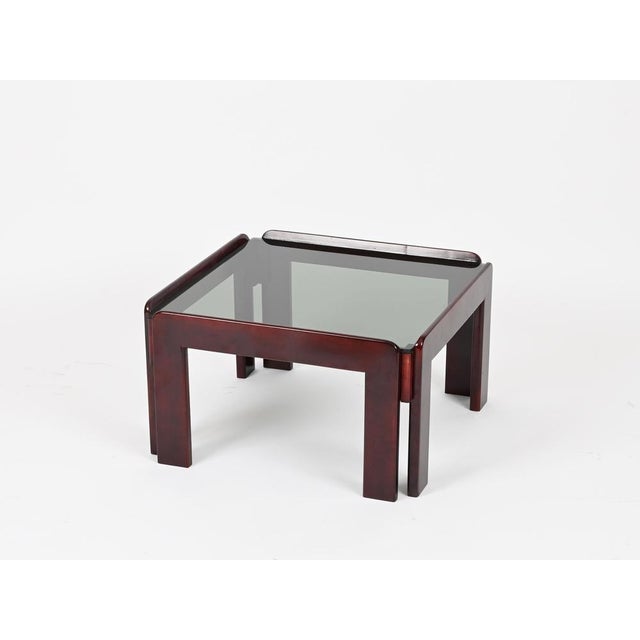 Square Coffee Table with Smoked Glass by Afra & Tobia Scarpa, Italy, 1960s For Sale - Image 3 of 15